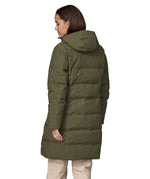 Patagonia women's glacier parka coat in basin green colour back detail