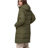 Patagonia women's glacier parka coat in basin green colour back detail