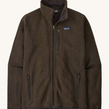 Patagonia men's better sweater in otter brown. A lightweight fleece style jacket with full length zip, 2 side pockets, a chest pocket and features the brand logo patch stitched on the left chest 