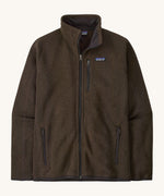 Patagonia men's better sweater in otter brown. A lightweight fleece style jacket with full length zip, 2 side pockets, a chest pocket and features the brand logo patch stitched on the left chest 
