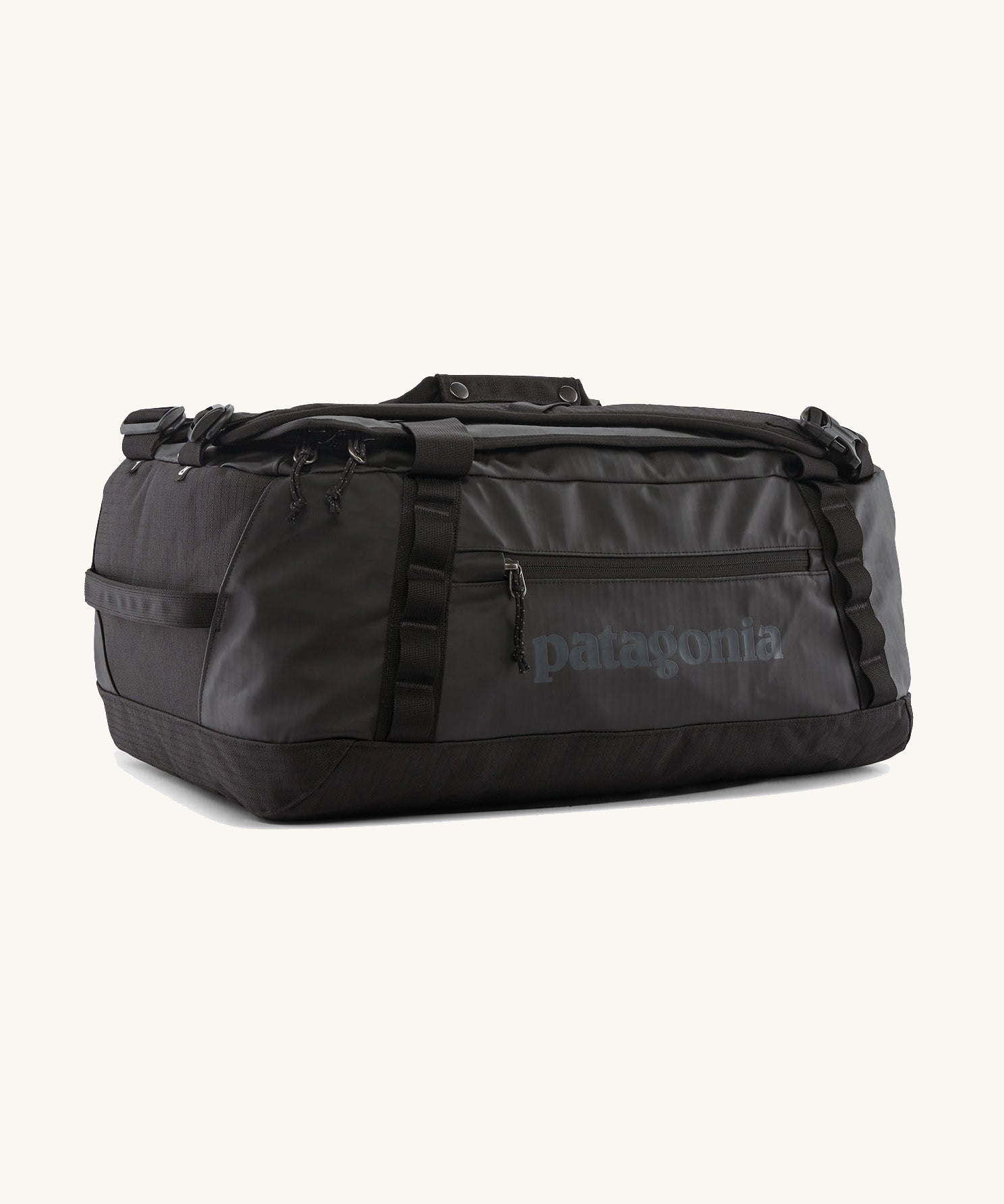 The Patagonia Black Hole 40 Litre Luggage Backpack in monochrome black.