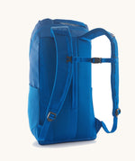 The back of the The Patagonia Black Hole Backpack 25 litre capacity backpack, in endless blue.