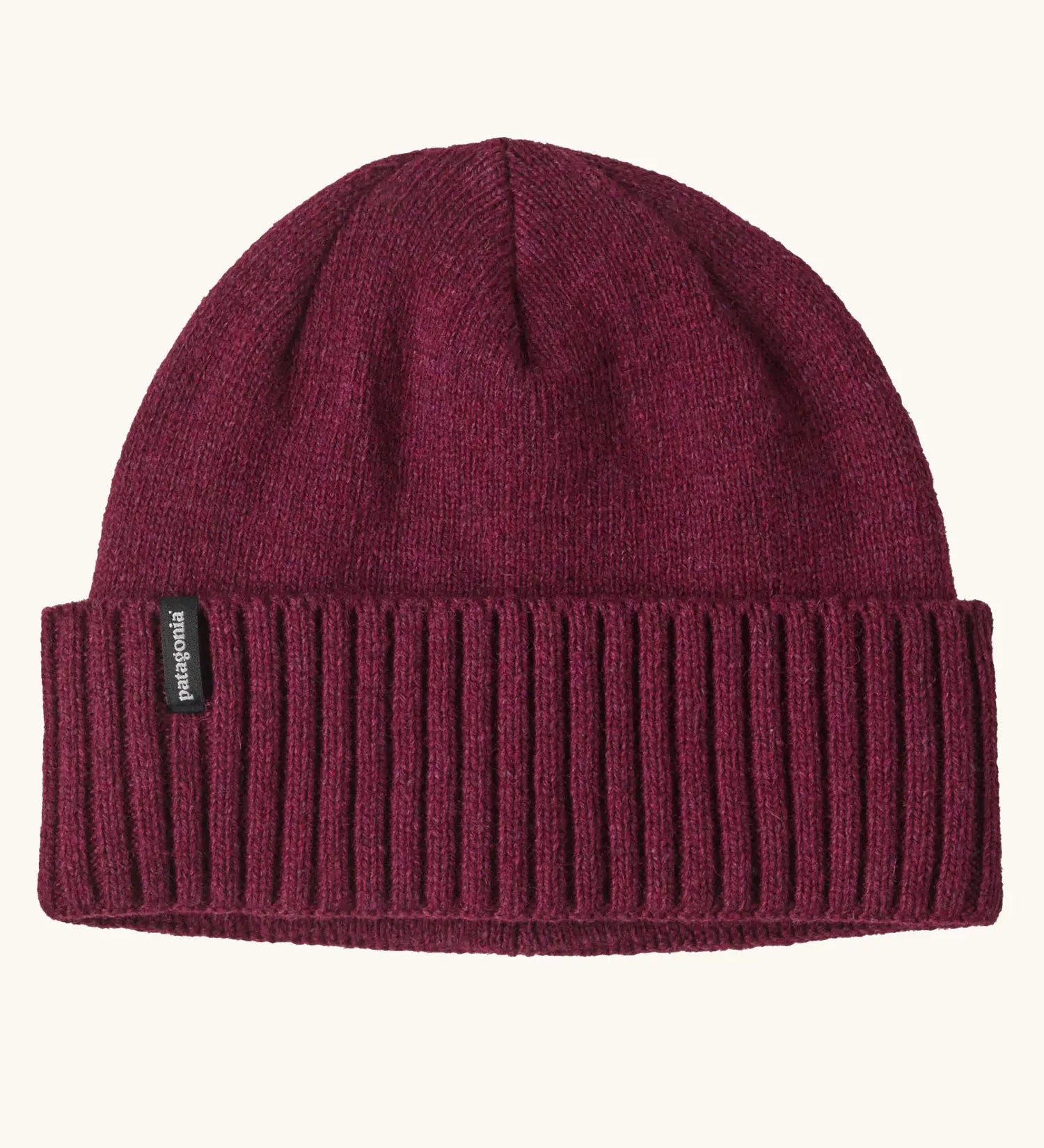 Patagonia brodeo wool blend unisex beanie in berry fig.