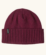 Patagonia brodeo wool blend unisex beanie in berry fig.