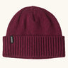 Patagonia brodeo wool blend unisex beanie in berry fig.