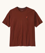 Patagonia mens driftways organic t-shirt. A cotton top in dark orange available at Babipur.