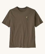 Patagonia mens driftways organic t-shirt. A cotton top in pale brown available at Babipur.