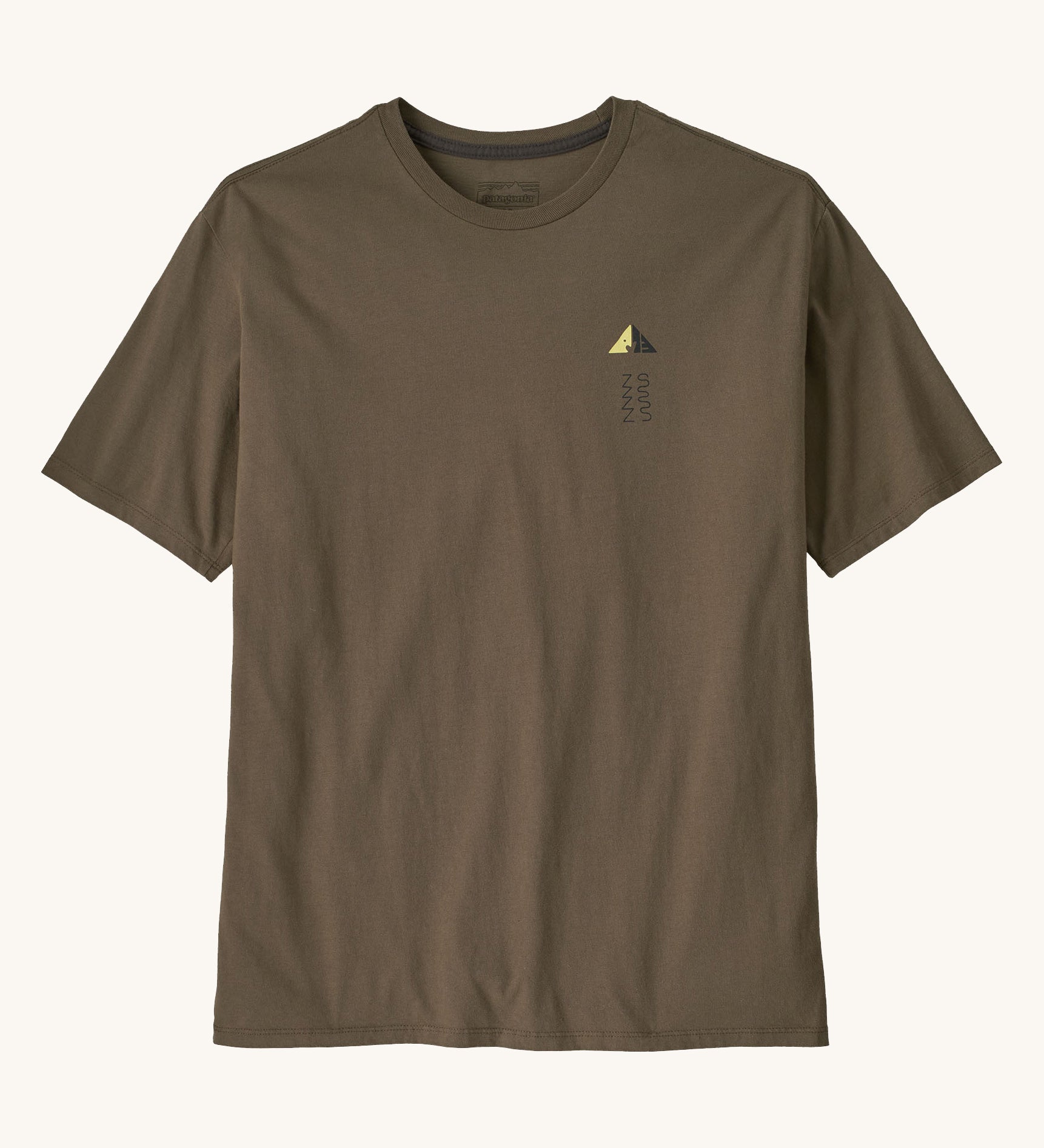 Patagonia mens driftways organic t-shirt. A cotton top in pale brown available at Babipur.