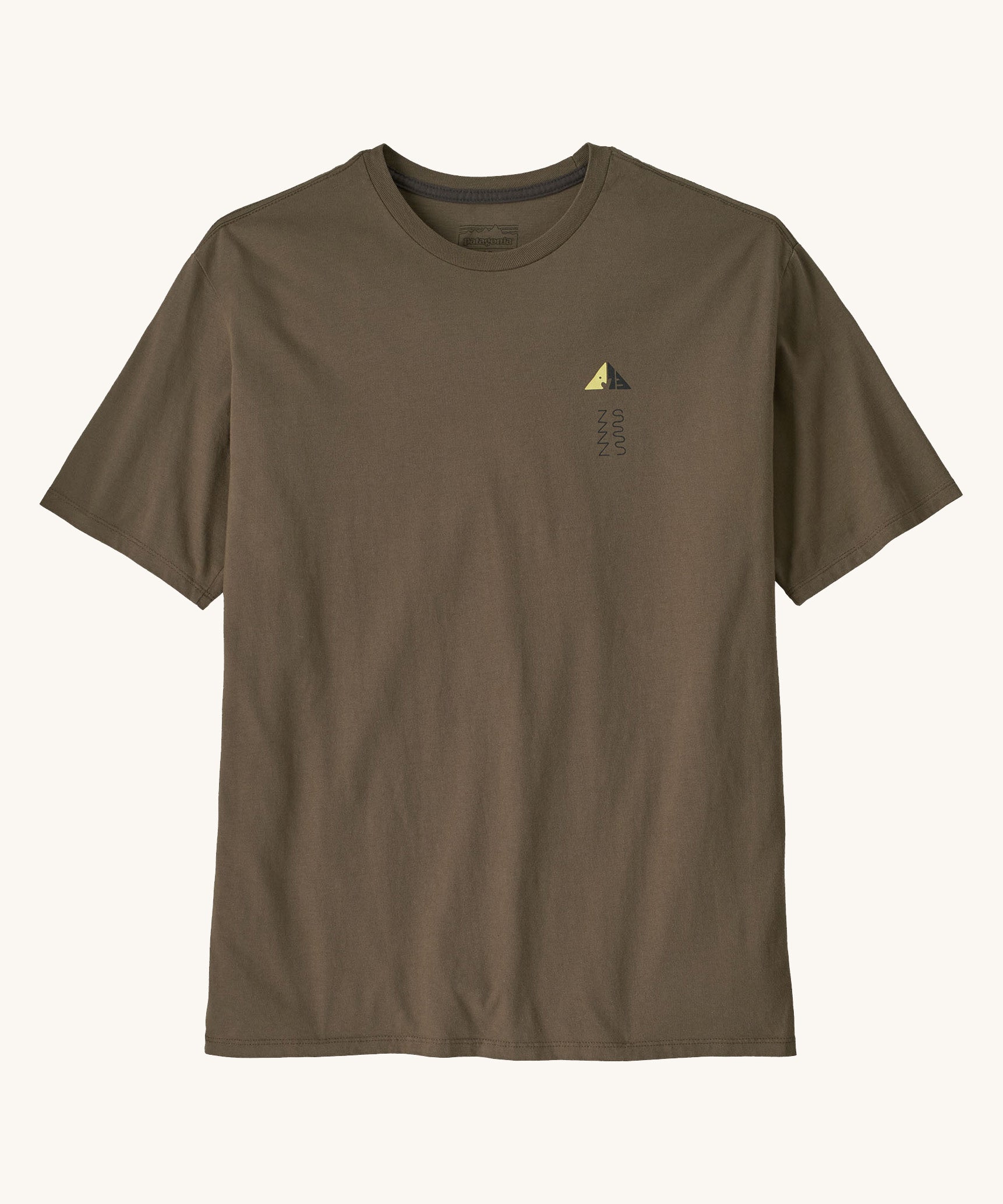 Patagonia mens driftways organic t-shirt. A cotton top in pale brown available at Babipur.
