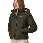 Patagonia downdrift jacket in pine green colour front detail