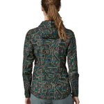 Patagonia Houdini jacket multicoloured lines and nouveau green colour back detail