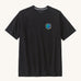 Patagonia Fitz roy unity responsibili top. A mens cotton short sleeve top in black with a cartoon earth icon on the left chest. 