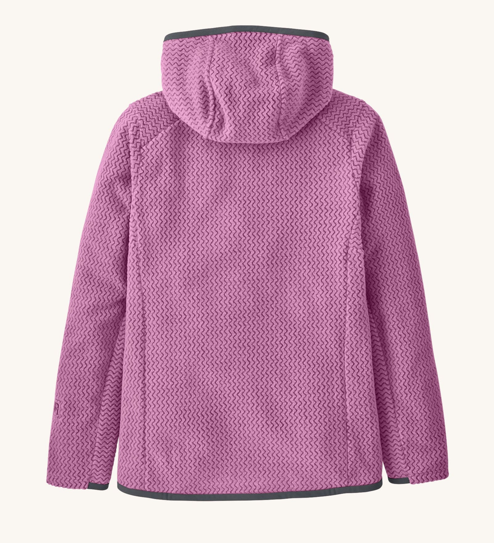 The back of the Patagonia Kids R1 Air Full-Zip Hoody in the Brisk Purple colour available at Babipur.