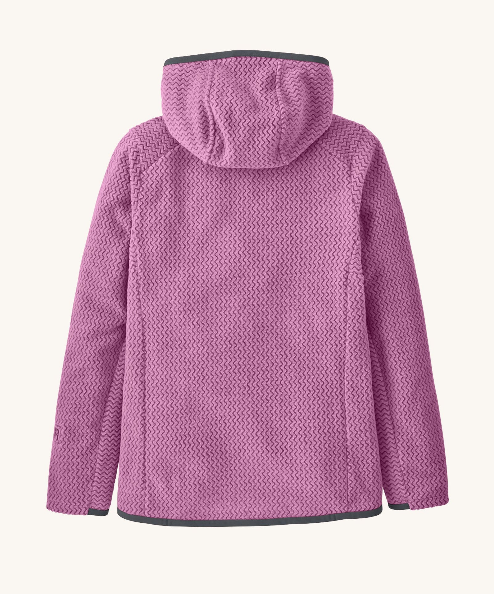 The back of the Patagonia Kids R1 Air Full-Zip Hoody in the Brisk Purple colour available at Babipur.