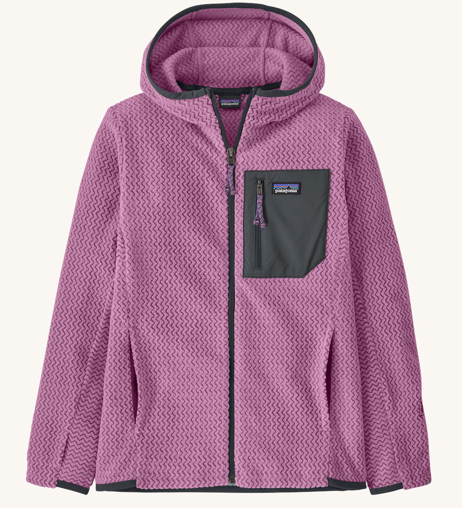 Patagonia Kids R1 Air Full-Zip Hoody in the Brisk Purple colour. We are proud stockists of Patagonia Kids and adult's clothing here at Babipur in North Wales. 