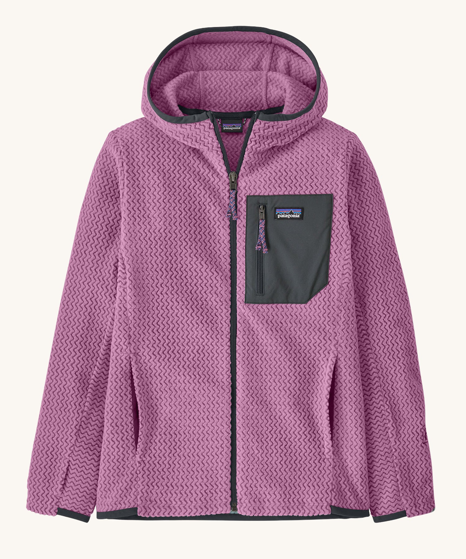Patagonia Kids R1 Air Full-Zip Hoody in the Brisk Purple colour. We are proud stockists of Patagonia Kids and adult's clothing here at Babipur in North Wales. 