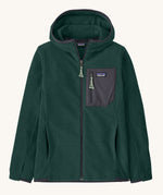 A Patagonia Kids R1 Air Full-Zip Hoody in a Cascade Green colour. We are proud stockists of Patagonia kids and adults clothing here at Babipur.