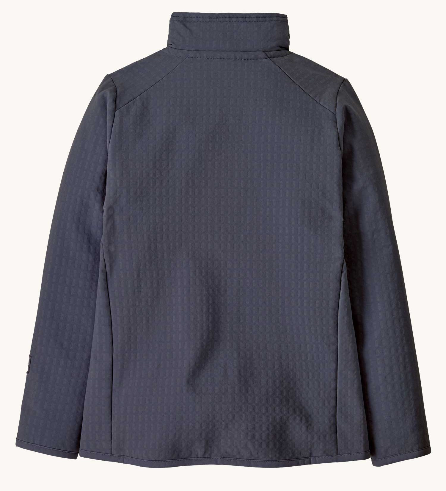 The back of a Patagonia kids techface jacket in smolder blue. This jacket is part of a wide range of clothing for kids available at Babipur. 