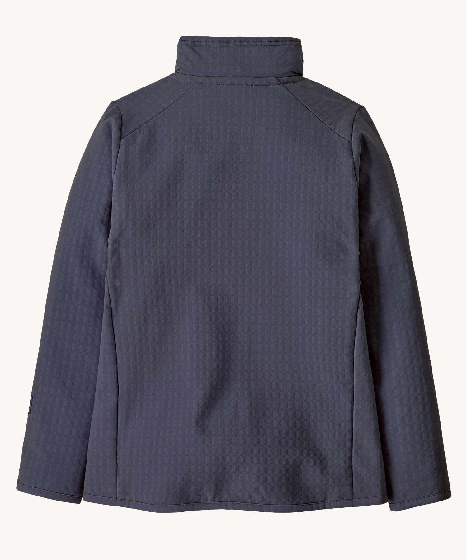 The back of a Patagonia kids techface jacket in smolder blue. This jacket is part of a wide range of clothing for kids available at Babipur. 