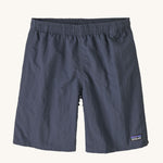 The Patagonia Kids Baggies Lined Shorts 7 Inch in a Smolder Blue colour way.