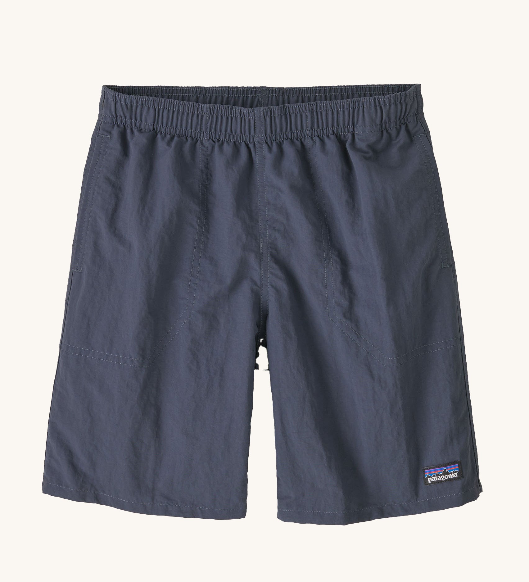 The Patagonia Kids Baggies Lined Shorts 7 Inch in a Smolder Blue colour way.