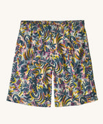 The Patagonia Kids Baggies Lined Shorts 7 Inch in the Wild Botanist / Tidal Teal design on a plain background. 