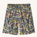 The Patagonia Kids Baggies Lined Shorts 7 Inch in the Wild Botanist / Tidal Teal design on a plain background. 