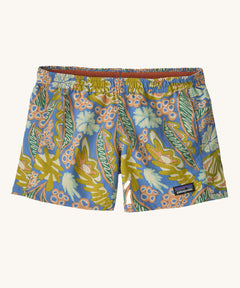 The Patagonia Kids Baggies Shorts with a Flourish / Abundant Blue design on a plain background.