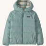 Patagonia Kids Cotton Down Jacket in a Thermal Blue colour on a plain background.