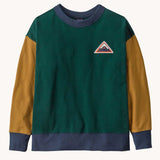 Front of Patagonia Kids Crew Sweatshirt - Driftways Patch: Cascade Green