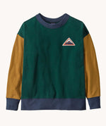 Front of Patagonia Kids Crew Sweatshirt - Driftways Patch: Cascade Green