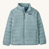 Patagonia Kids Down Sweater Jacket in a Thermal Blue colour on a plain background. 
