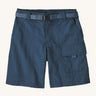 Patagonia kids everyday shorts in navy blue on a cream background.