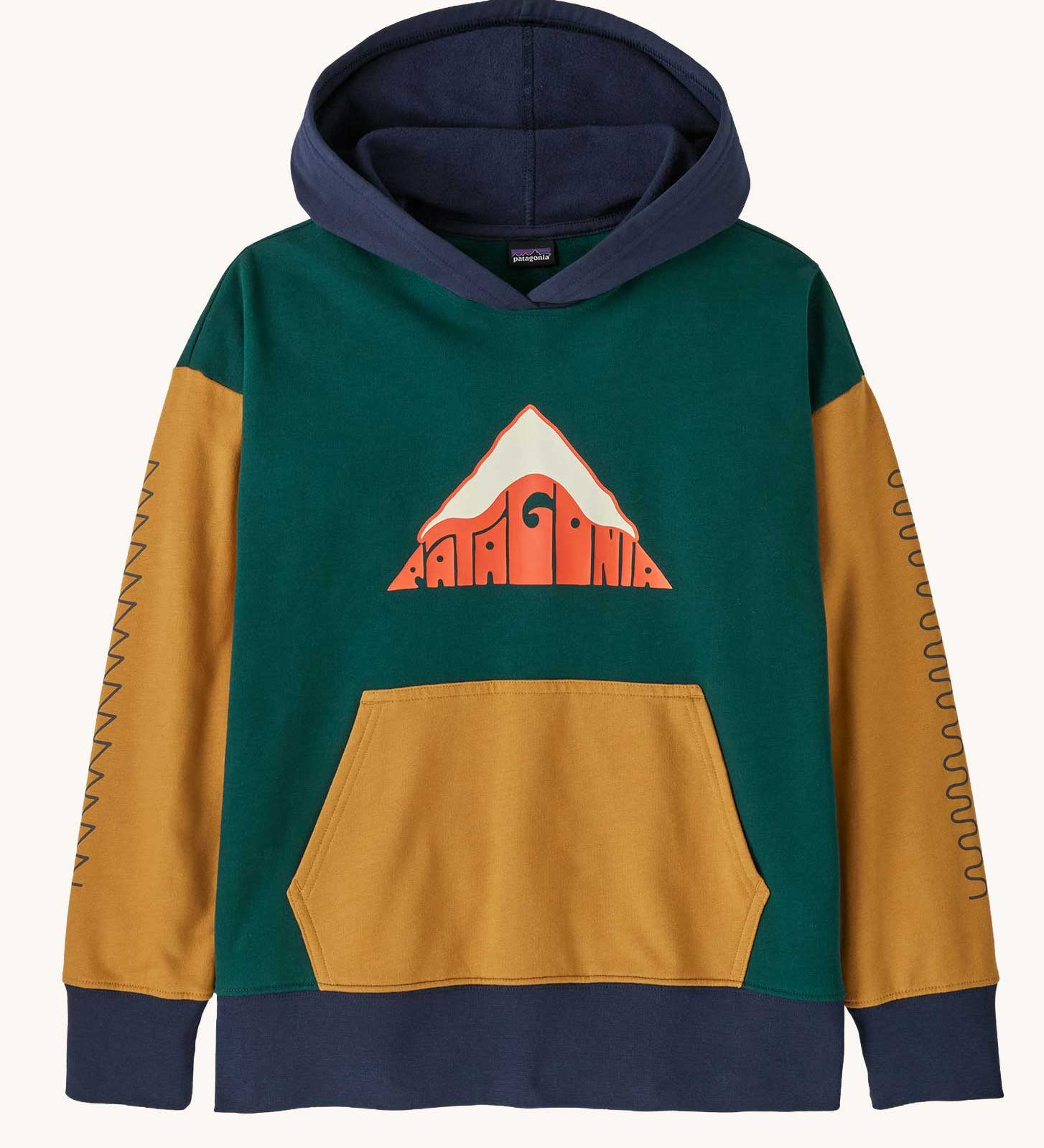 Front of Patagonia Kids Hoody Sweatshirt - Driftways: Cascade Green.