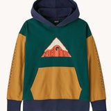 Front of Patagonia Kids Hoody Sweatshirt - Driftways: Cascade Green.
