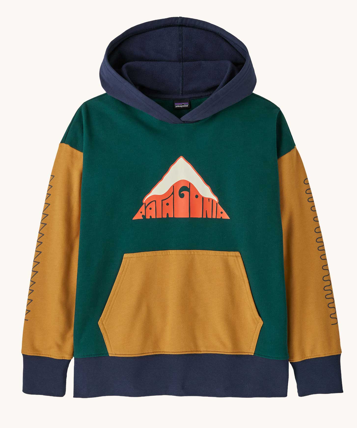 Front of Patagonia Kids Hoody Sweatshirt - Driftways: Cascade Green.