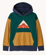 Front of Patagonia Kids Hoody Sweatshirt - Driftways: Cascade Green.