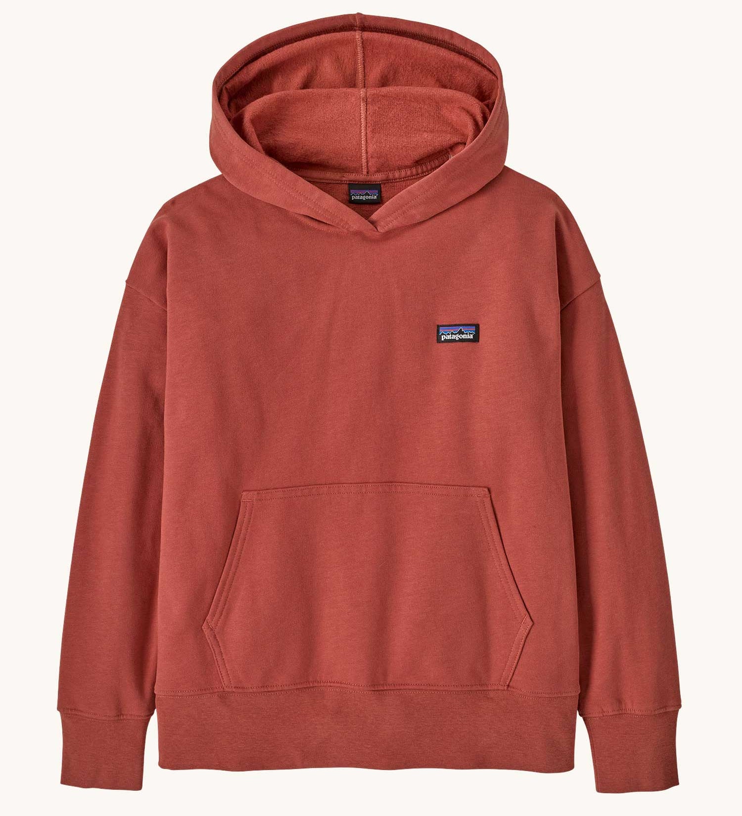  Patagonia Kids Hoody Sweatshirt in a Potters Red colour. 