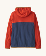 Patagonia Kids Micro D Snap-T Jacket in a New Navy colour showing the back of the jacket on a plain background. 