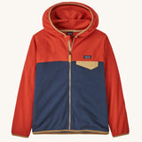 Patagonia Kids Micro D Snap-T Jacket in a New Navy colour on a plain background. 