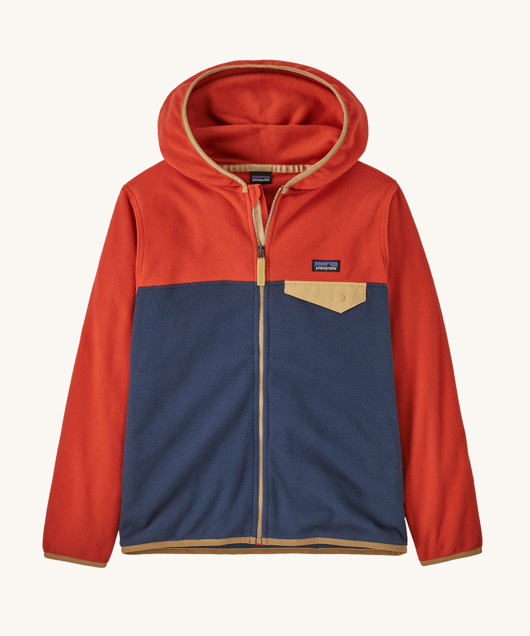 Patagonia Kids Micro D Snap-T Jacket in a New Navy colour on a plain background. 