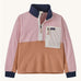 Patagonia Kids Microdini half Zip in a Terra Pink colour on a plain background. 