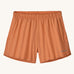 The Patagonia Kids Multi Trails Shorts 4 Inch in Rock Melon, technical sports shorts in peach pink with side seam pockets and a minimal elasticated waistband. Made from 90% OceanCycle recycled polyester.