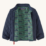 An open Patagonia Little Kids' Nano Puff Jacket - New Navy