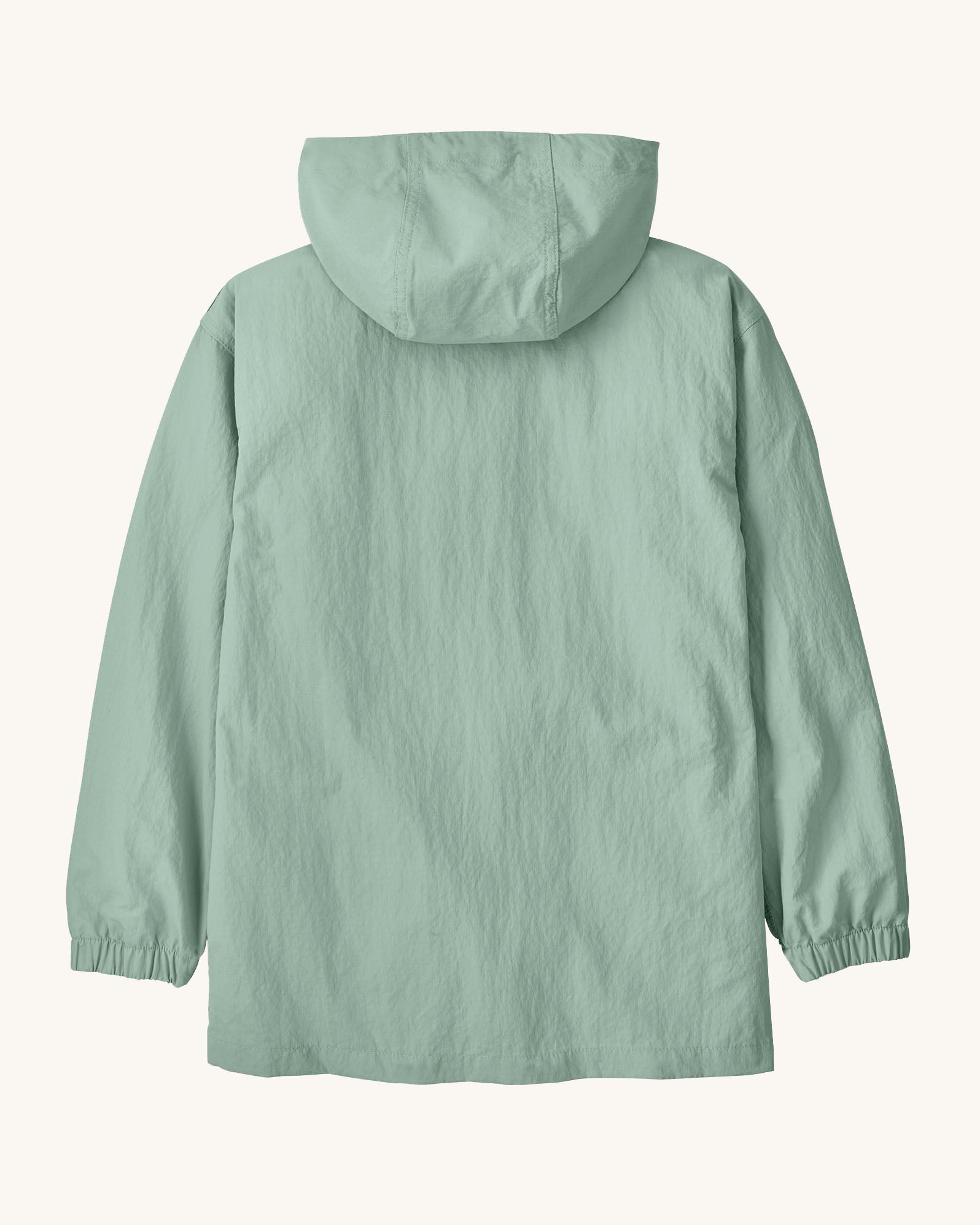 Patagonia kid's outdoor everyday jacket in thin ice light green with hood and elasticated arm cuffs.