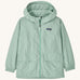 Patagonia kid's outdoor everyday jacket in thin ice light green. The coat has two front pockets and a small black logo on the chest.