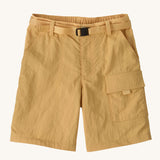 The Patagonia Kids Outdoor Everyday Shorts 6 Inch in a '73 Skyline and Beeswax Tan colour way  on a plain background. 