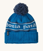 Patagonia Kids  Powder Town Beanie in a Endless Blue colour on a plain background. 