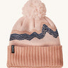 Patagonia Kids  Powder Town Beanie in a Mallow Pink colour on a plain background.