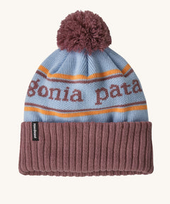Patagonia Kids  Powder Town Beanie in a Wispy Green colour way on a plain background. 